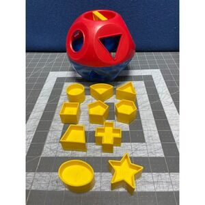 Tupperware Shape O Toy Red Blue Yellow Vintage Sorter Ball 10 Shapes 1960s 1970s